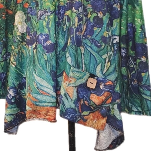 Jess & Jane Iris Impressionist Pocket Tunic Top XL - Artsy Cottage Lagenlook - Picture 3 of 4